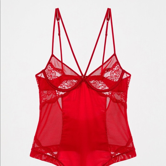 Zara Lace Detail Mulberry Silk Blend Bodysuit Lingerie Sizes 34B - Picture 5 of 11